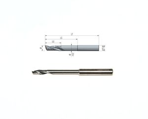Solid carbide milling cutter Z1 Ø6 LT100 LU20 LS60, Shaft Ø8