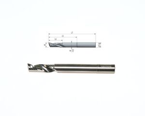 Cietā karbīda frēze Z1 Ø12 LT100 LU35 LS75, vārpstas Ø12
