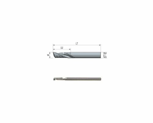 Solid carbide milling cutter Z1 Ø3 LT50 LU12, Shaft Ø3